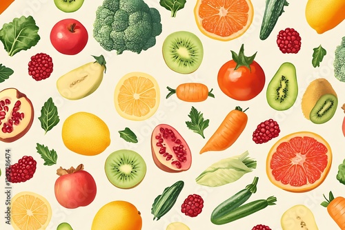 illustration of seamless background with fruits