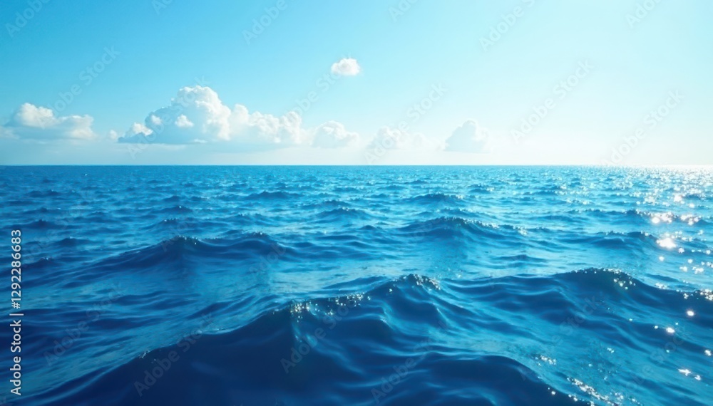 Fototapeta premium Endless blue expanse, subtle waves to horizon , unending, immensity