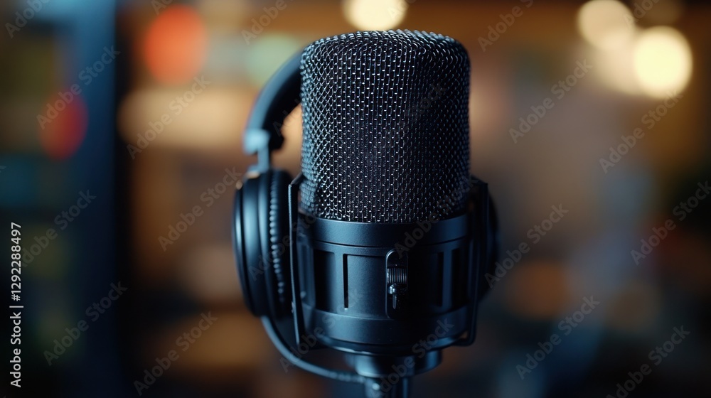 Studio podcast microphone recording setup Studio podcast microphone recording setup