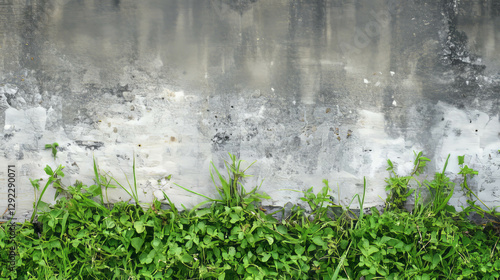 Wallpaper Mural Urban nature: grass growing against concrete texture - perfect for eco designs and backgrounds Torontodigital.ca