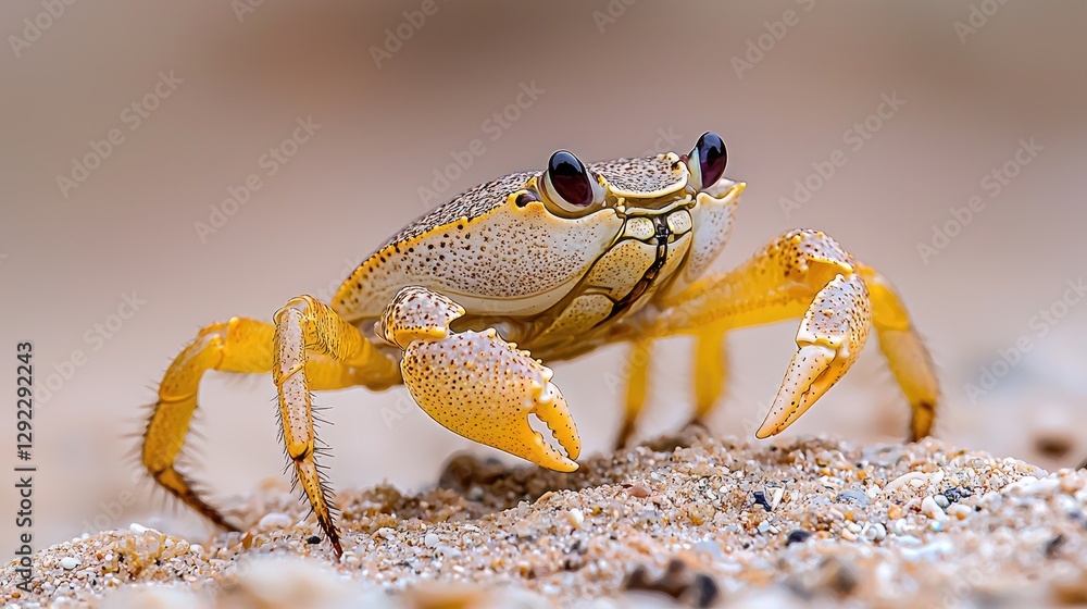 Close-up of a crab on sandy beach. Possible use Nature photography Close-up of a crab on sandy beach. Possible use Nature photography