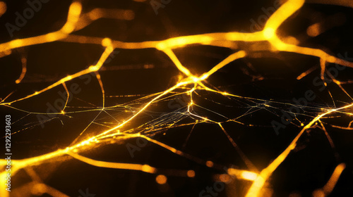 Golden spiderweb threads glow in abstract background design for creative use