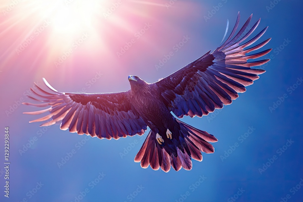 Obraz premium Eagle Soaring, Sunny Sky, Freedom