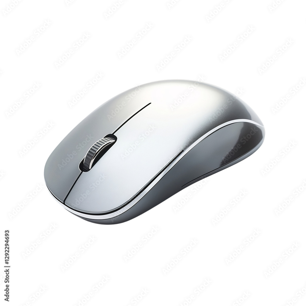 A Stylish Minimalist Wireless Mouse with Ergonomic Design Isolated on Transparent Background A Stylish Minimalist Wireless Mouse with Ergonomic Design Isolated on Transparent Background