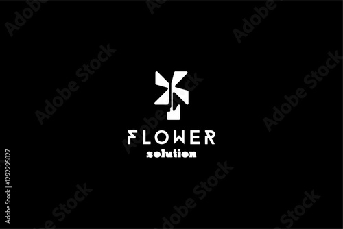 Template logo design solution with simple flower image