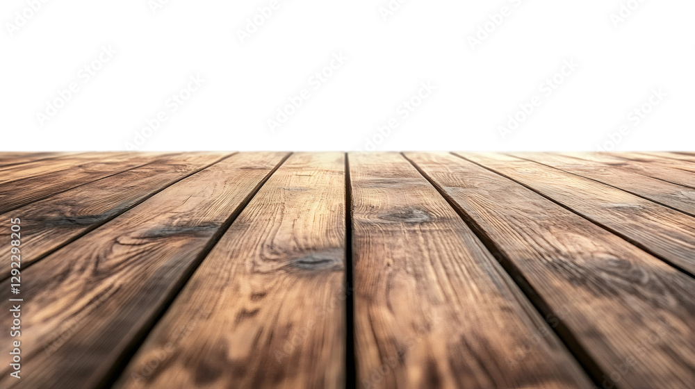 Wooden table top with transparent background, ideal for showcasing products or creating rustic scenes Wooden table top with transparent background, ideal for showcasing products or creating rustic scenes