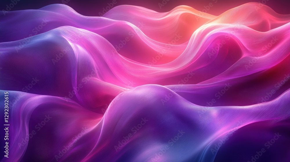 Fototapeta premium Abstract Neon Liquid Ribbons in Purple and Pink with Soft Glow Effects