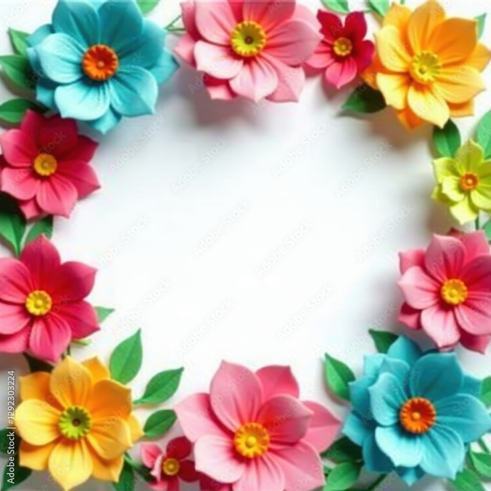 Colorful paper flower garland, white backdrop , garland, art, invitation Colorful paper flower garland, white backdrop , garland, art, invitation