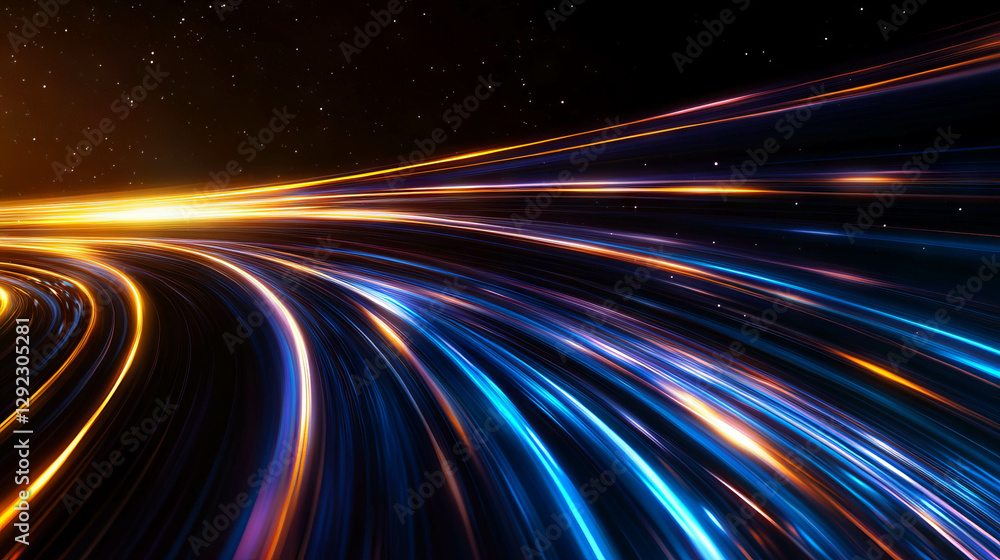 Dynamic cosmic display of falling star trails with vibrant colors in motion Dynamic cosmic display of falling star trails with vibrant colors in motion