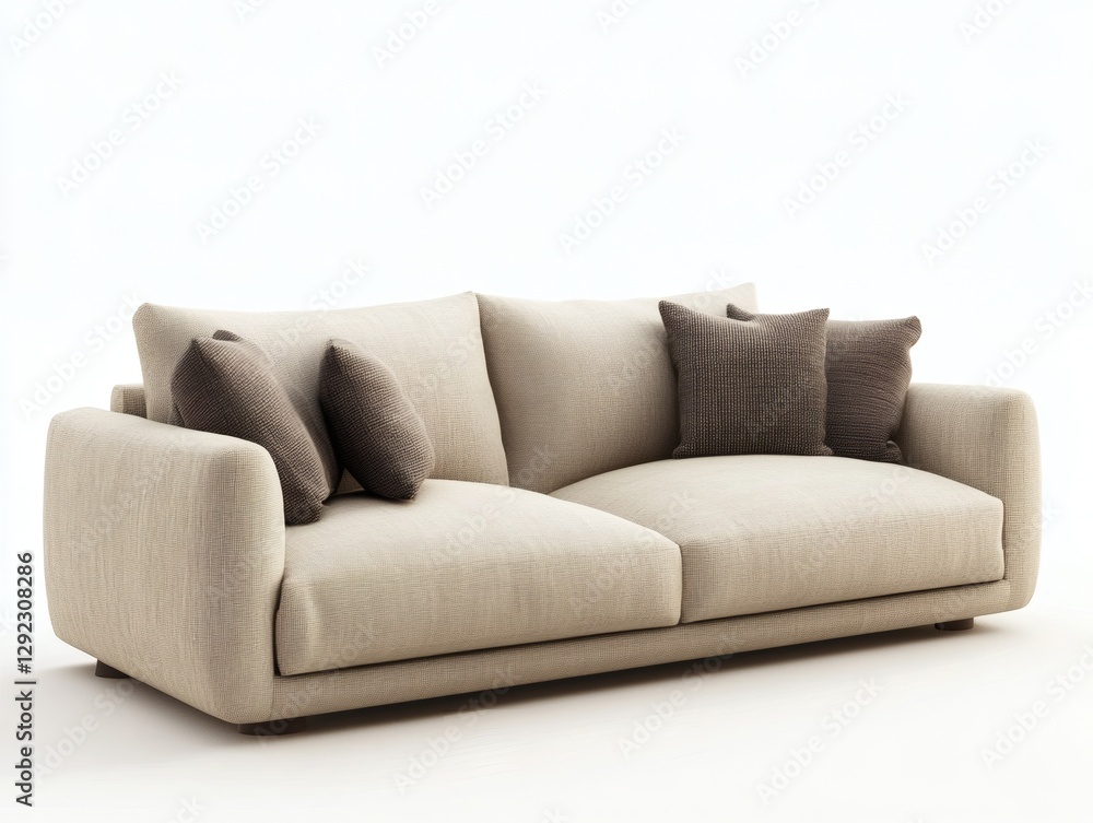 Fototapeta premium 3D Render of a Beige Fabric Sofa 