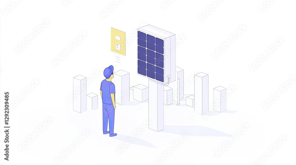 Person Observing Solar Panel System Person Observing Solar Panel System