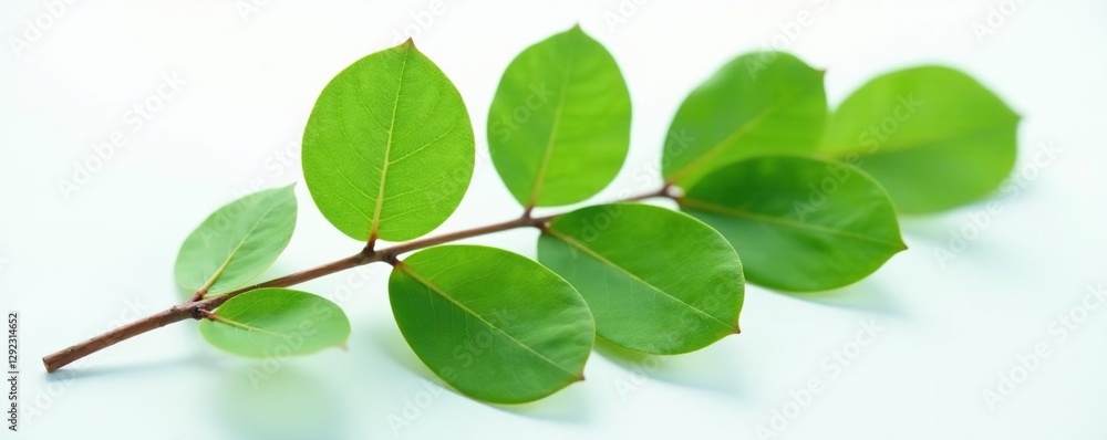 Eucalyptus leaf branch with veins and stems on white surface, branch, vein, nature Eucalyptus leaf branch with veins and stems on white surface, branch, vein, nature