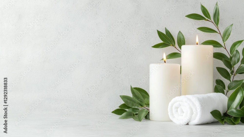 Spa Candles Towels Calm Relaxation Spa Candles Towels Calm Relaxation