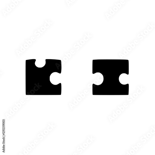 Two black puzzle pieces on a white background, representing unity and connectivity.