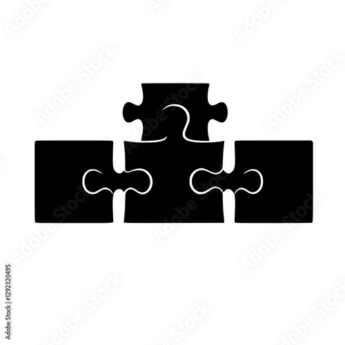 Black puzzle pieces and the silhouette puzzle