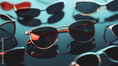 Sunglasses display on reflective surface