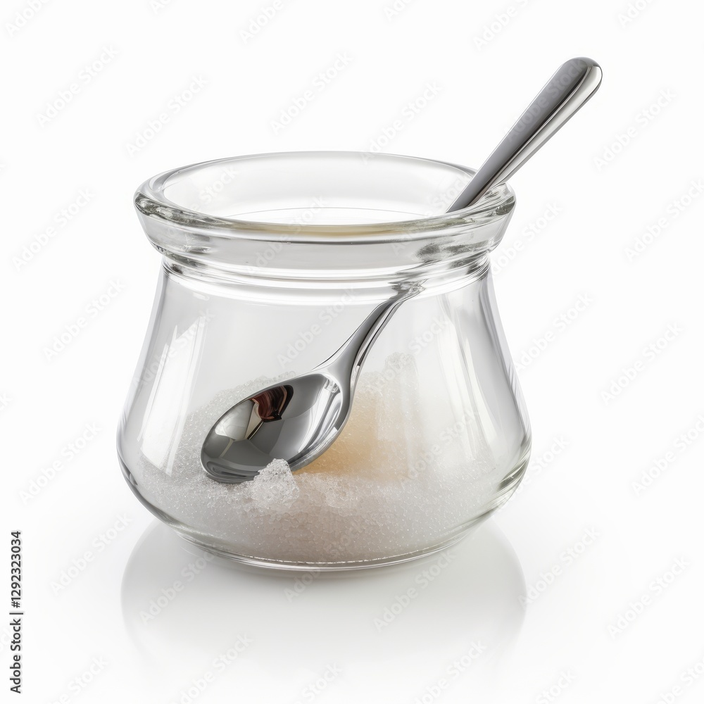 Professional Image Glass Sugar Jar With Spoon Professional Image Glass Sugar Jar With Spoon