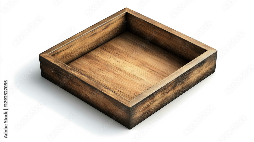 3d style rectangular wooden frame with dark edges inside the frame is much lighter and whole frame is isolated on pure white with a slight grounding shadow 3d style rectangular wooden frame with dark edges inside the frame is much lighter and whole frame is isolated on pure white with a slight grounding shadow