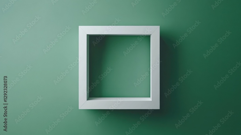White frame on green wall, mockup White frame on green wall, mockup