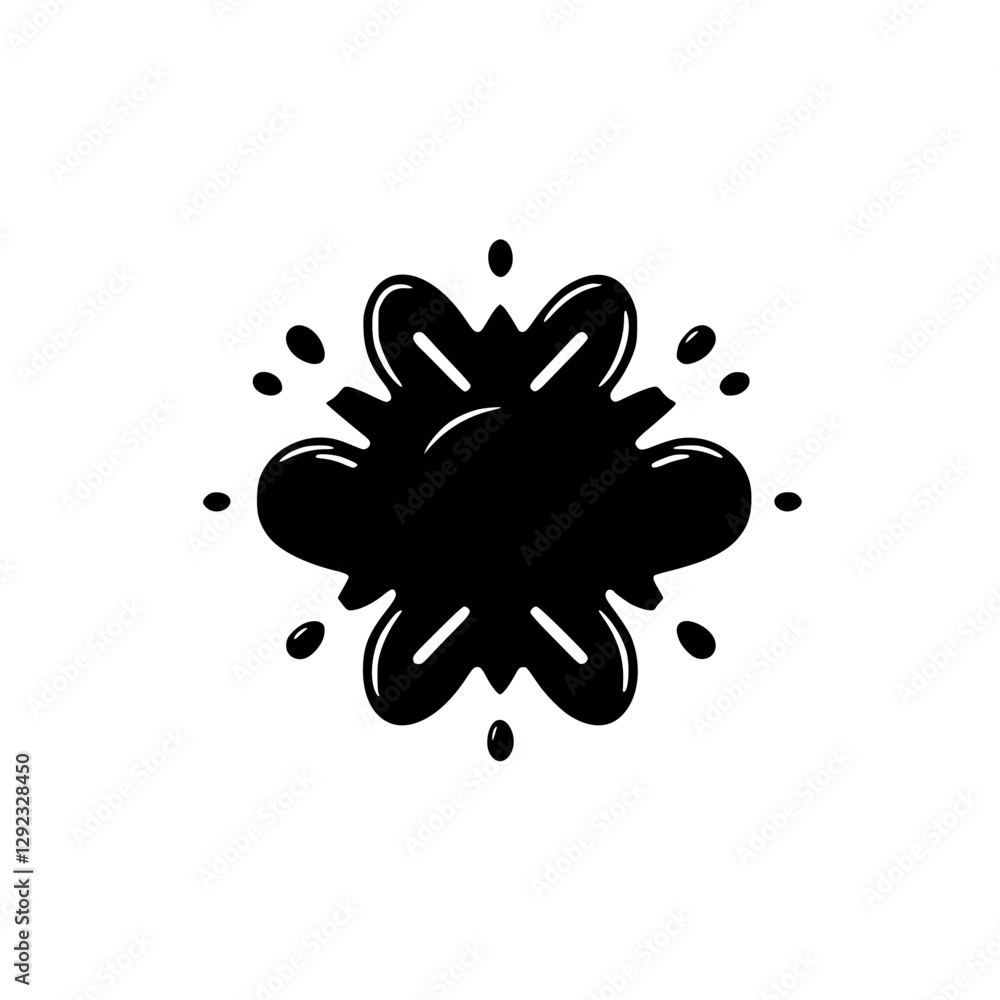 Black Ink Splatter with Drips and Splatter Shapes, isolated. Black Ink Splatter with Drips and Splatter Shapes, isolated.