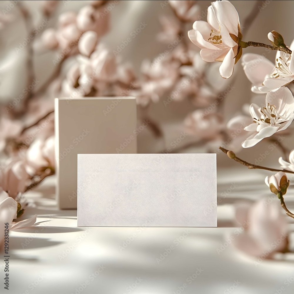 Create a mockup of an empty business card for a beauty salon The background features a serene natureinspired scene with soft f9b3a7 hues including delicate flora Create a mockup of an empty business card for a beauty salon The background features a serene natureinspired scene with soft f9b3a7 hues including delicate flora