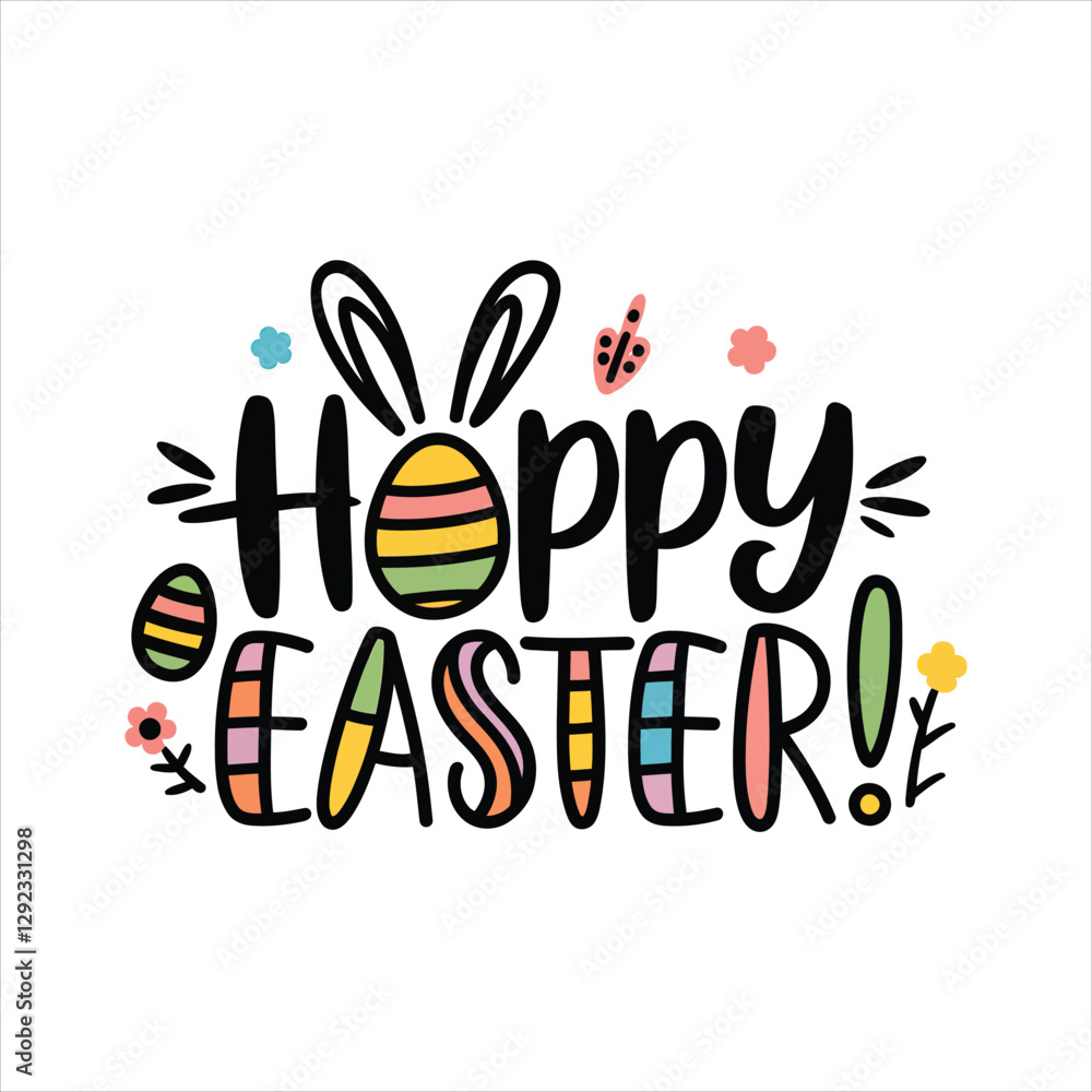 Obraz premium Hoppy Easter - Fun Easter Typography Vector