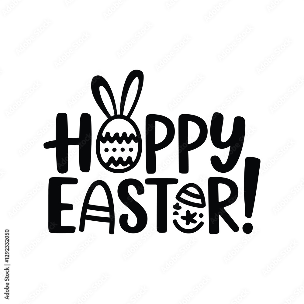 Fototapeta premium Hoppy Easter - Fun Easter Typography Vector