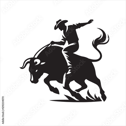 A cowboy with bull rodeo vector silhouette