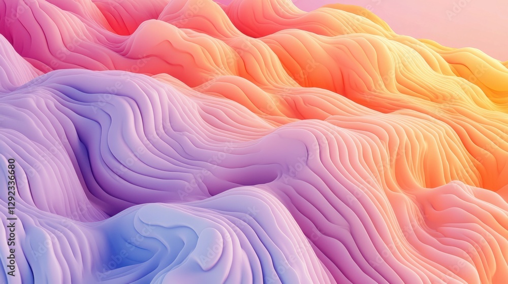 Obraz premium Abstract Wavy Patterns in Gradient Colors of Pink and Purple