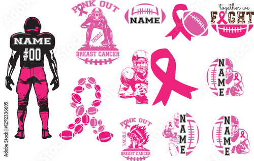Breast cancer mega bundle, tackle breast cancer, cancer fight, wear pink, Hope, race, pink out dalmatian dots, support squad, tackle breast cancer, cancer fight, wear pink, Cancer awareness, football