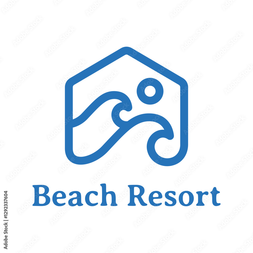 beach resort hotel flat minimalist logo design beach resort hotel flat minimalist logo design