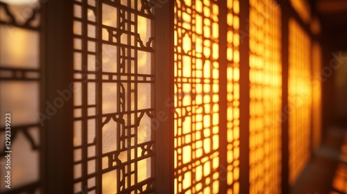 Wallpaper Mural Sunset glows through Asian screens Torontodigital.ca
