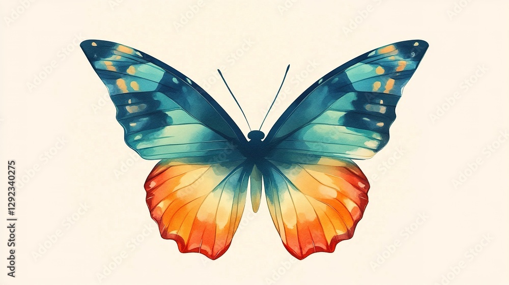 Fototapeta premium Colorful butterfly illustration; detailed wings, white background