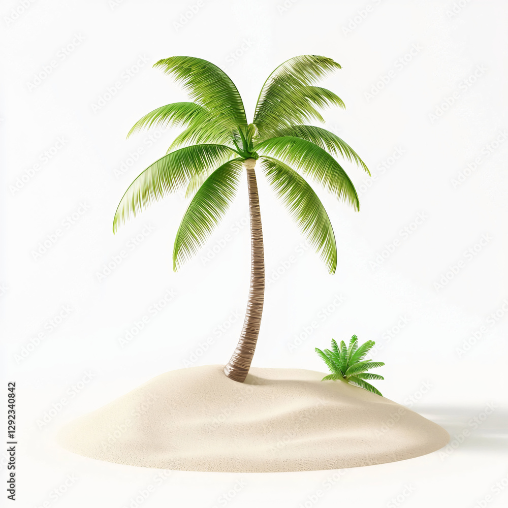 Obraz premium tropical palm tree on pristine sandy beach