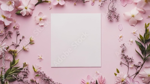 Floral arrangement with blank space for text studio setting photography aesthetic vibe top-down view creativity