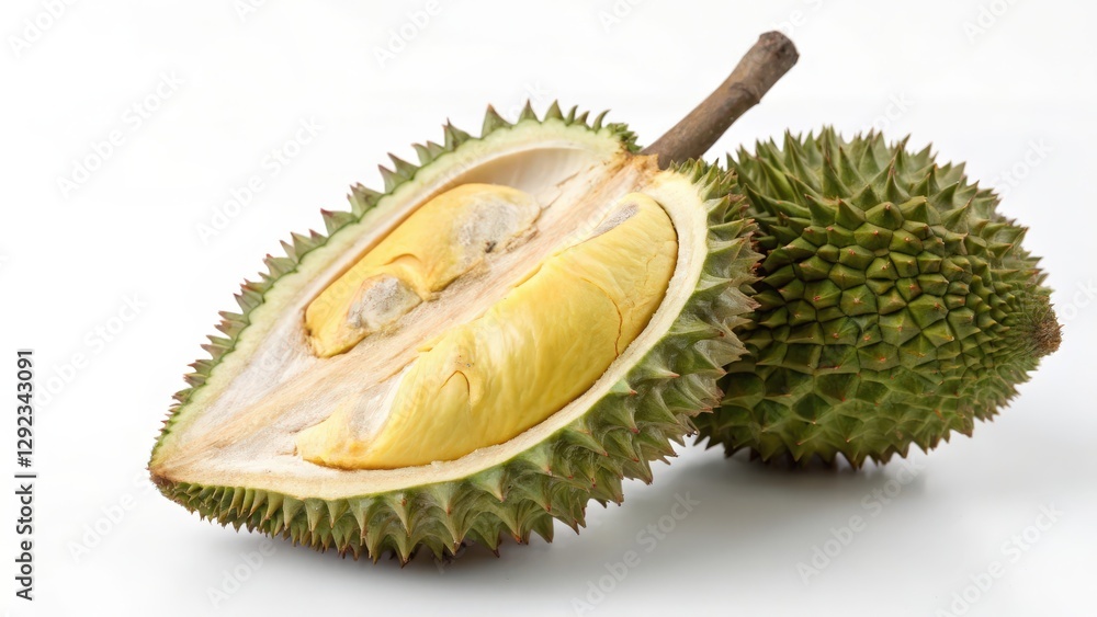 Fototapeta premium Durian Fruit, Half-Cut, Close-Up