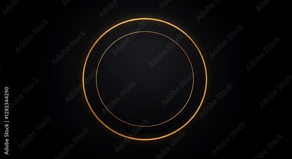 Elegant Golden Double Circle: Minimalist Dark Background Design Elegant Golden Double Circle: Minimalist Dark Background Design