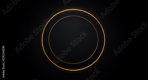 Elegant Golden Double Circle: Minimalist Dark Background Design