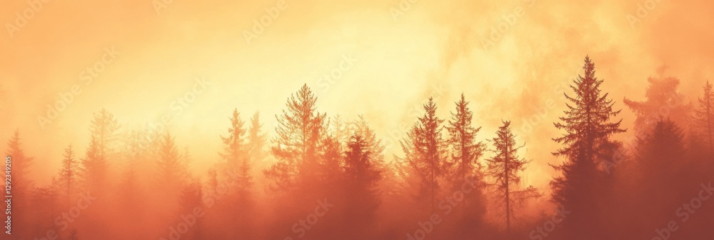 Forest engulfed in flames with thick smoke rising during a warm sunset creating a dramatic backdrop. Generative AI Forest engulfed in flames with thick smoke rising during a warm sunset creating a dramatic backdrop. Generative AI