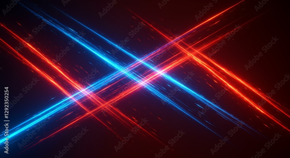Fototapeta premium Dynamic Neon Crossfire: Abstract Blue and Red Light Streaks