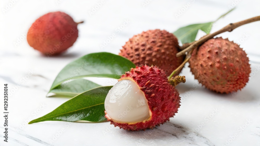 Lychees on Marble Surface Lychees on Marble Surface