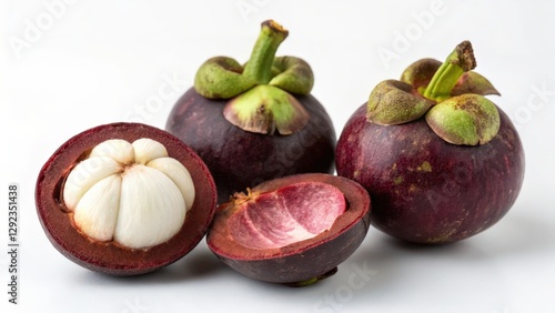 Mangosteens on White Background