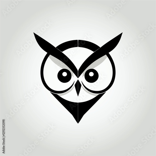 Abstract Owl Logo Minimalist Design, Modern Black and White Silhouette