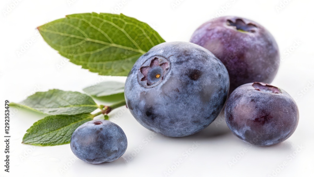 Obraz premium Fresh Blueberries with Leaves