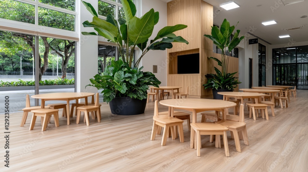 Fototapeta premium Modern Children's Playroom with Natural Light and Plants