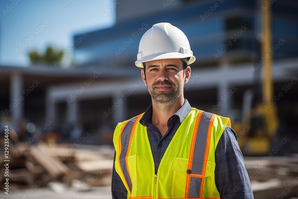 Portrait of a middle aged male engineer on construction site Portrait of a middle aged male engineer on construction site
