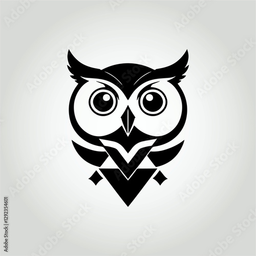 Abstract Owl Head Logo, Geometric Black Vector Art, Modern Design