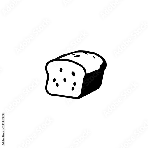 Simple Illustration of a sliced loaf of bread, black and white.