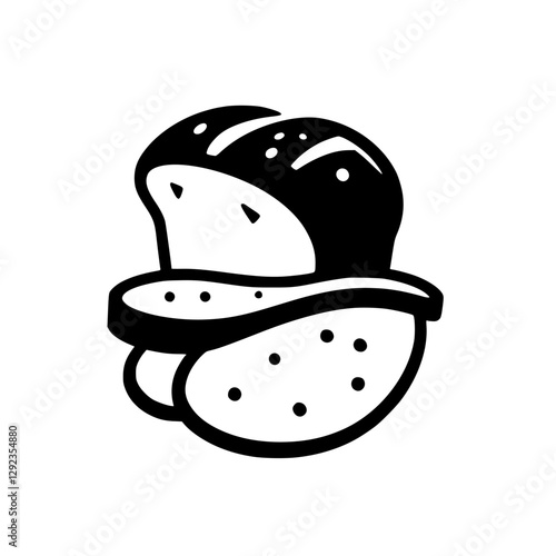 Artistic black and white illustration of sliced bread, showcasing a detailed depiction of the bread and a minimalistic art style.