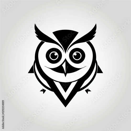 Abstract Owl Head Logo with Triangles, Geometric Black Vector Art, Modern Design